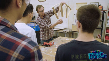 Students learn construction basics in Bonanza's Construction program.